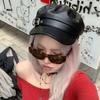 Autumn Versatile Beret Leather Retro Flat Top Visor Black Painter Hat Fashion Beret With Visor For Women Adjustable Beret Cap