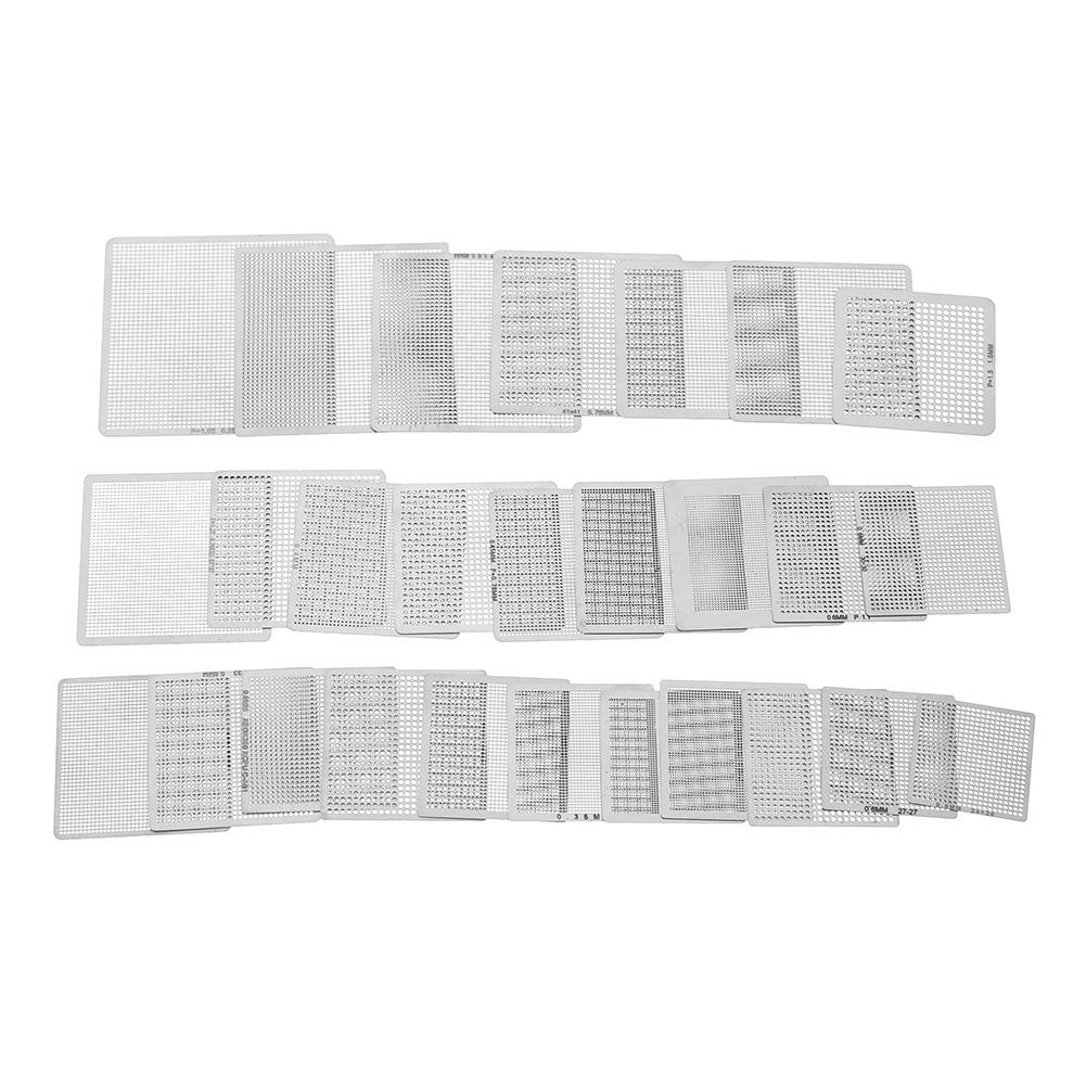 27pcs/set Universal BGA Stencil BGA Direct Heat Template Direct Heated Stencil BGA Reballing Stencil for Notebooks Desktops