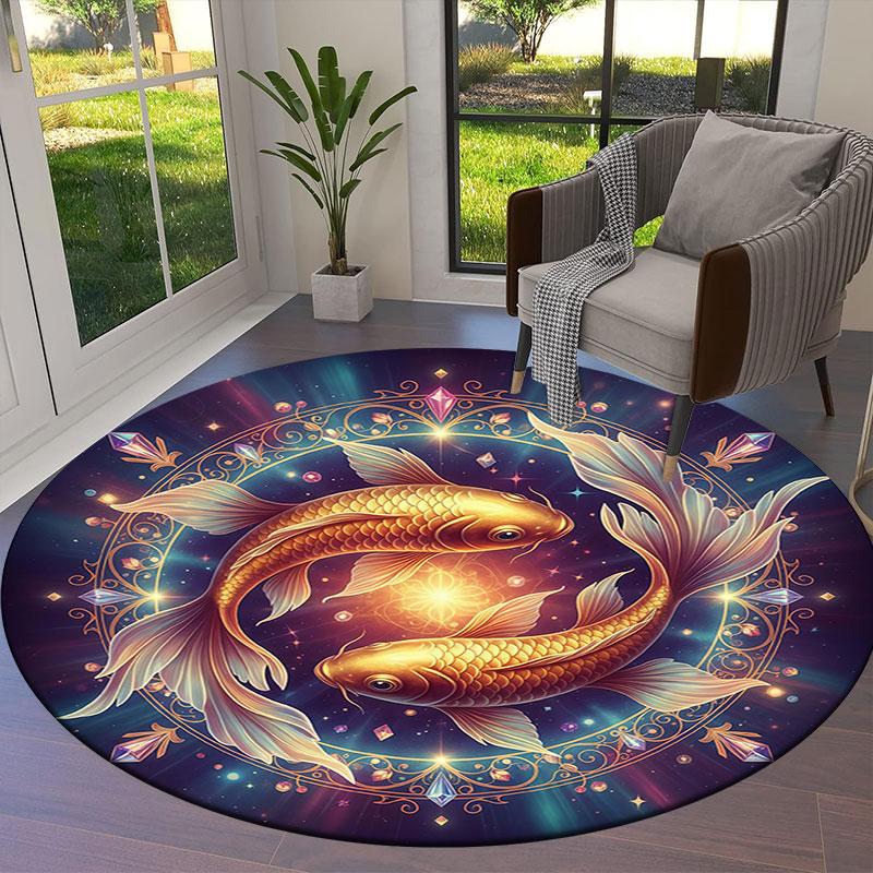 Star Animals Round Area Rug,Carpet Rug for Living Room Bedroom Sofa Playroom Decor,Non-slip Floor Mat