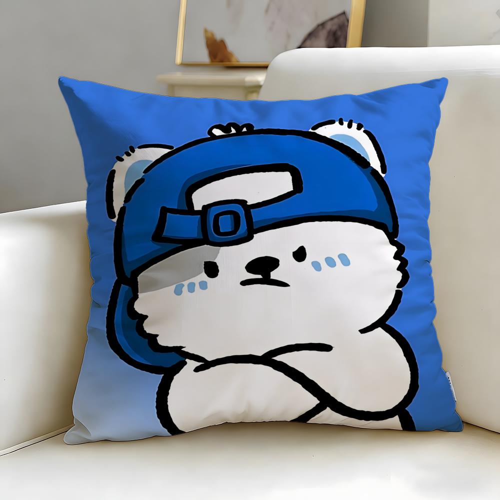 Sticker Cute Bear Stickers Cushion Cover Soft & Easy-Wash Pillow Case – Versatile For Couch, Bed, Travel And Office