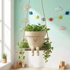 Decorative Swing Face Planter with Jute Ropes and Charming Character Pot for