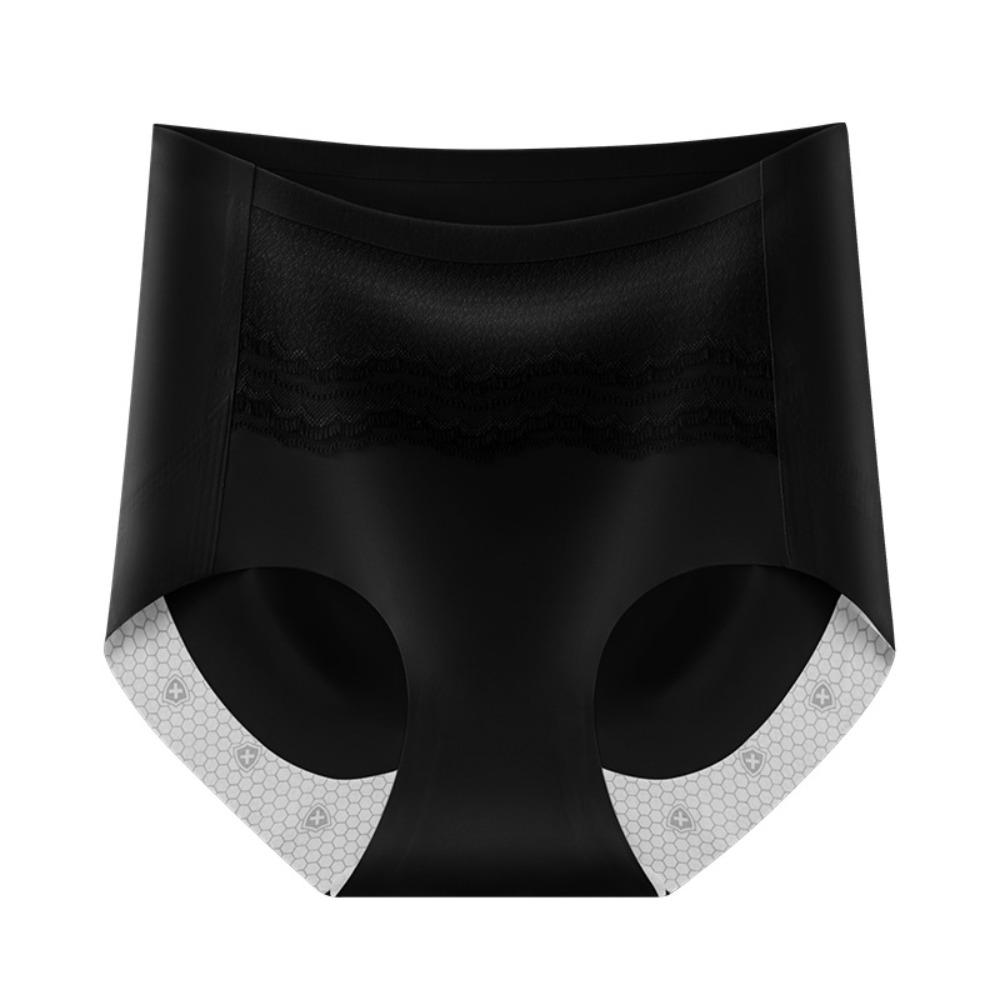 

Mid Waist Seamless Panties Lace Flower Slimming Shapewear Tummy Control Underwear Body Shaping M чорний