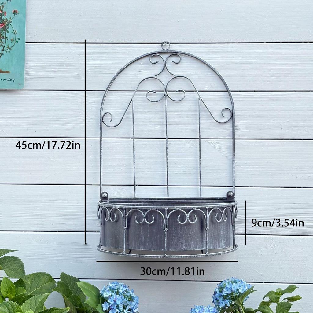Wrought Iron Wall-Mounted Detachable Flower Pot for Garden or Balcony Decor
