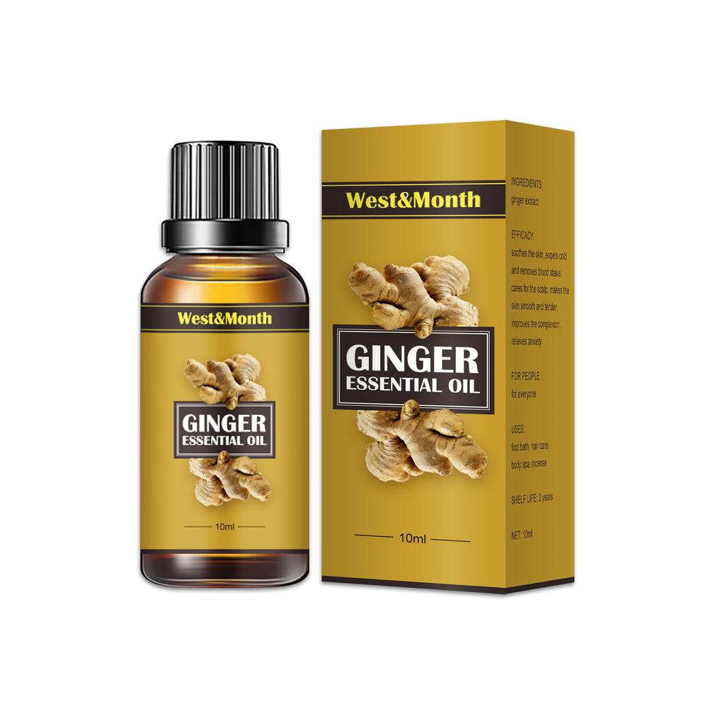 West&Month Natural Ginger Oil Lymphatic Drainage Therapy Plant Essential Oil Promote Metabolism Full Body Slim Oils 10ml/30ml