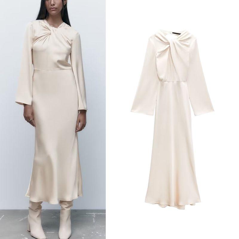 Casual Backless Silk Satin Texture Dress