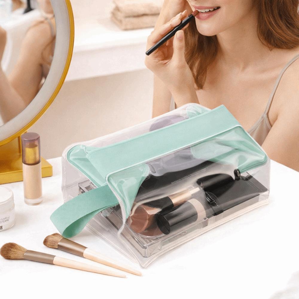 Large Capacity PVC Makeup Bag Leak-Proof Cosmetic Pouch Fashion Clear Toiletry Bags  Women