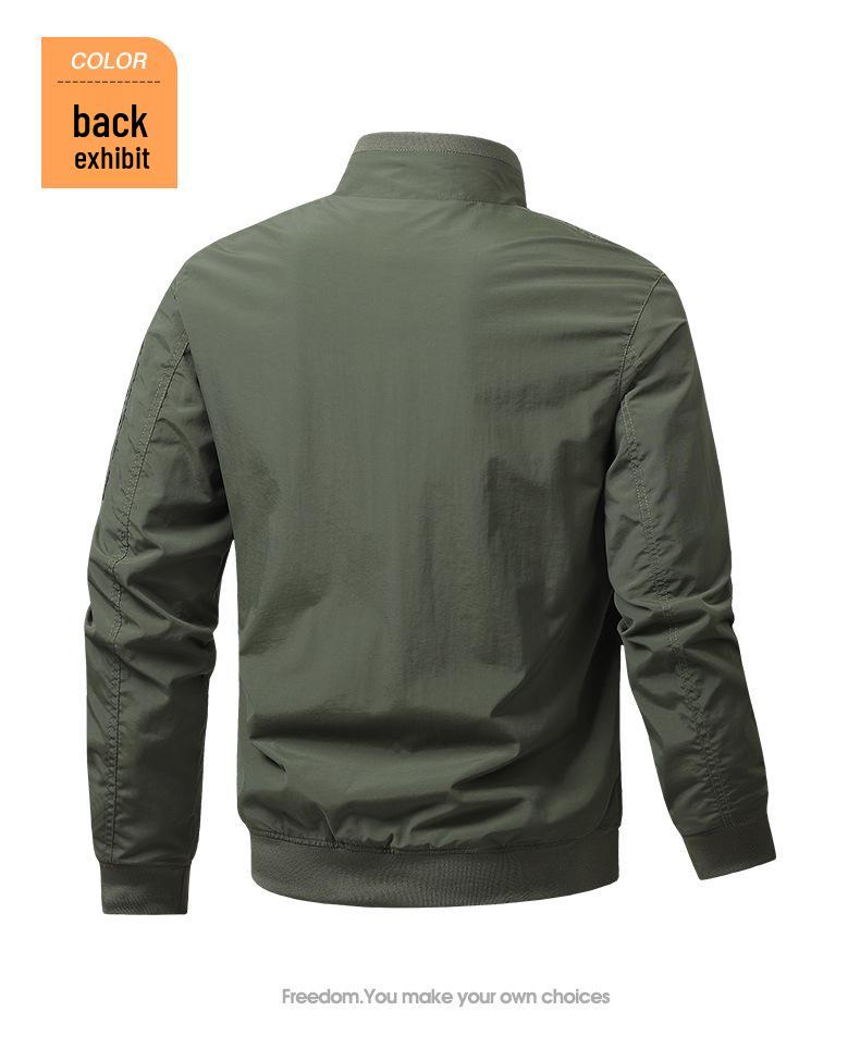 Custom Men's Stand Collar Nylon Jacket - Casual, Comfortable, Loose Fit for Spring and Autumn
