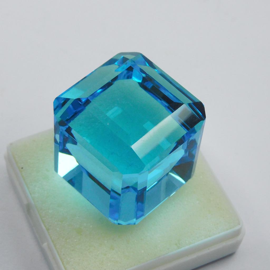 A+ Quality Blue Cube Cut Sapphire 190.30 Ct Lab-Created Loose Gemstone CERTIFIED M-1014-Ra