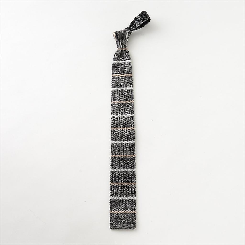 Tie Tie Black [Ogier] Tie/Knit 100% Silk/Border Pattern/Narrow Tie/Slim NK-033