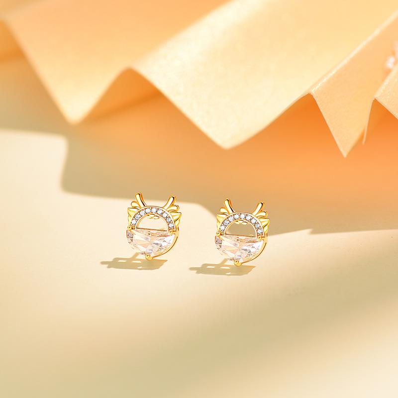 Original Cute Dragon with Stud Earrings In Chinese Style Cute Earrings