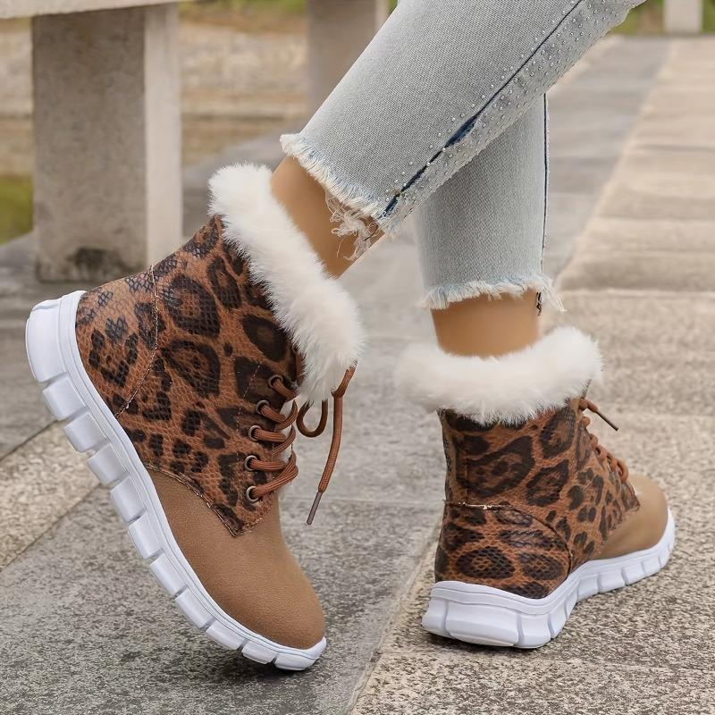 Women's Winter Furry Slip-Resistant Platform Sneakers/Boots - Thick Platform Height Increase