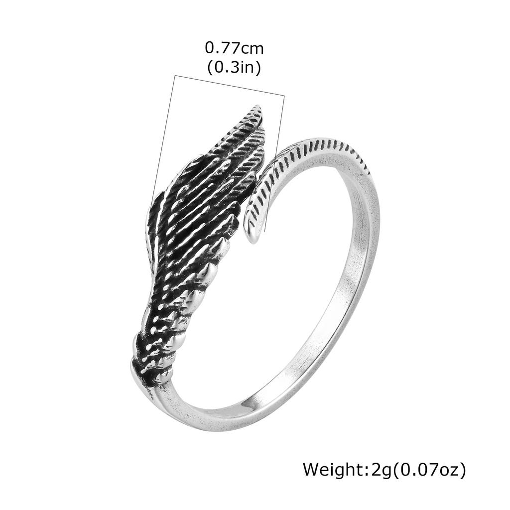 Retro Wings Ring for Men,Gothic Devil Wings Adjustable Metal Ring,Punk Hip Hop Jewelry Gift