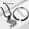 Kenjie Black Multi-Row Tassel Choker Necklace - Romantic and Fashionable Design for Women