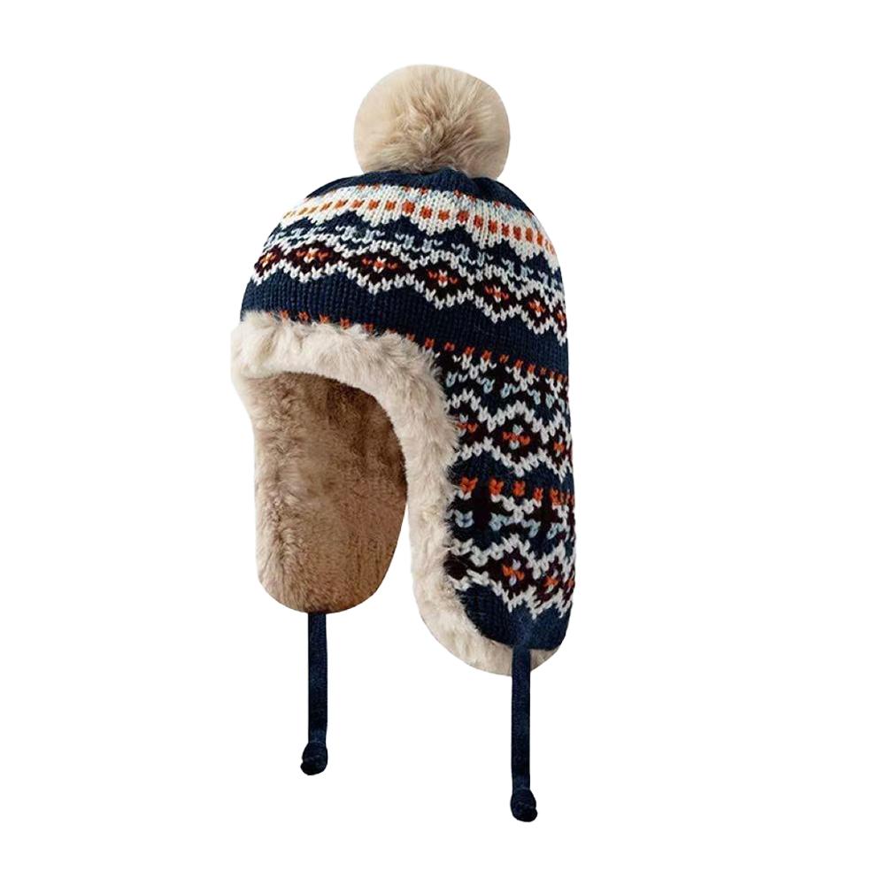 

Winter Warm Knitted Hat Thickened for Women with Ear Protection Cold Proof Cycling Cap for Outdoor Sports Trendy Style