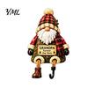 Hand Painted Home Decor Christmas Stocking Holder, Mantel Resin Sitting Leg Hook, Plush Scarf Santa Festive Character Ornament for Holiday Fireplace