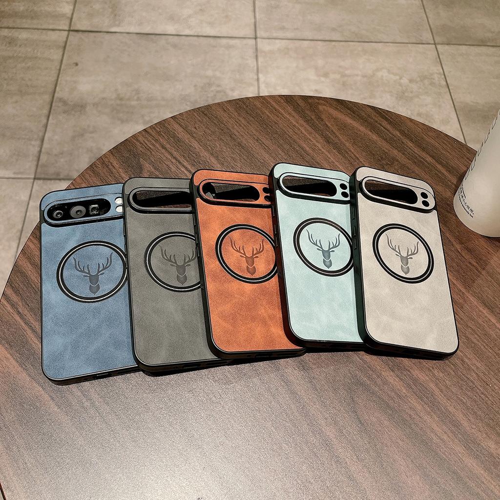 Deer Leather Protection Phone Case For Google Pixel 10A 10 Pro XL MagSafe Magnetic Wireless Charging Hard Cover Bumper