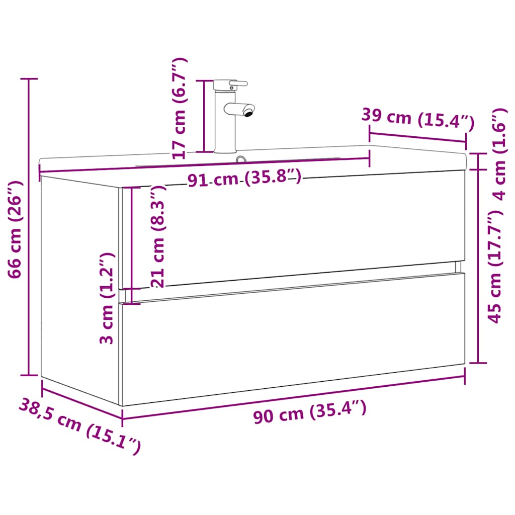 2 Piece Bathroom Furniture Set Concrete Grey Particleboard