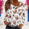 Women Plus Size White Floral Printed Asymmetric Cutout Neck Cold Shoulder Long Sleeve Fitted Top