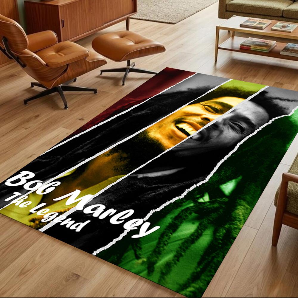 Bob Marley Floor Mat Suitable for Living Rooms Balcony Entryway Playrooms Anti-slip Rug Anime Office Decor Best for Christmas