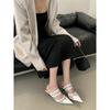 Fashion New Summer 2025 Patent Leather Nude Color Thin Heel Pointed High-heeled Sandals, Transparent Open Toed Sexy Women's Slippers