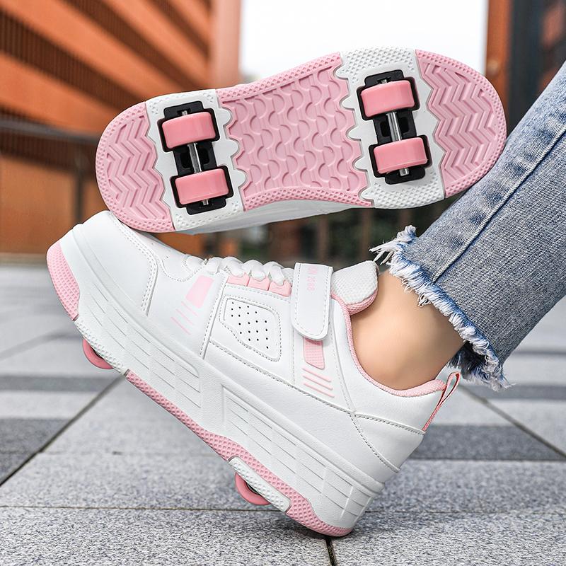 KIDS Four Wheel Skate Roller Shoes Sneakers Four Wheel Skating Shoes Children's Shoes Double Wheel Skating Shoes