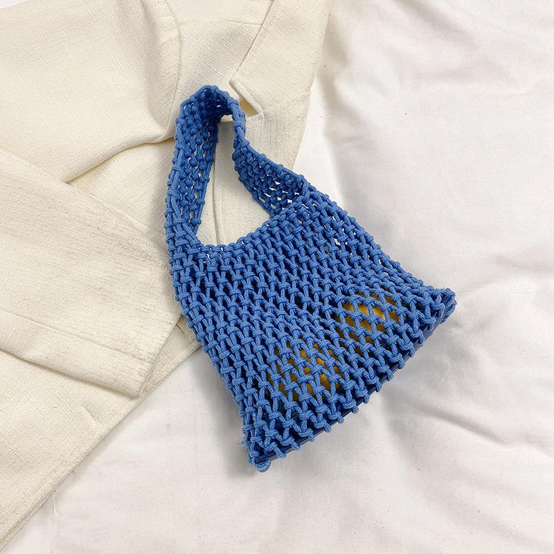 

Новая модная простая плетеная сумка женская нишевая трендовая сумка-тоут 2025 лето большая вместимость женская сумка синий