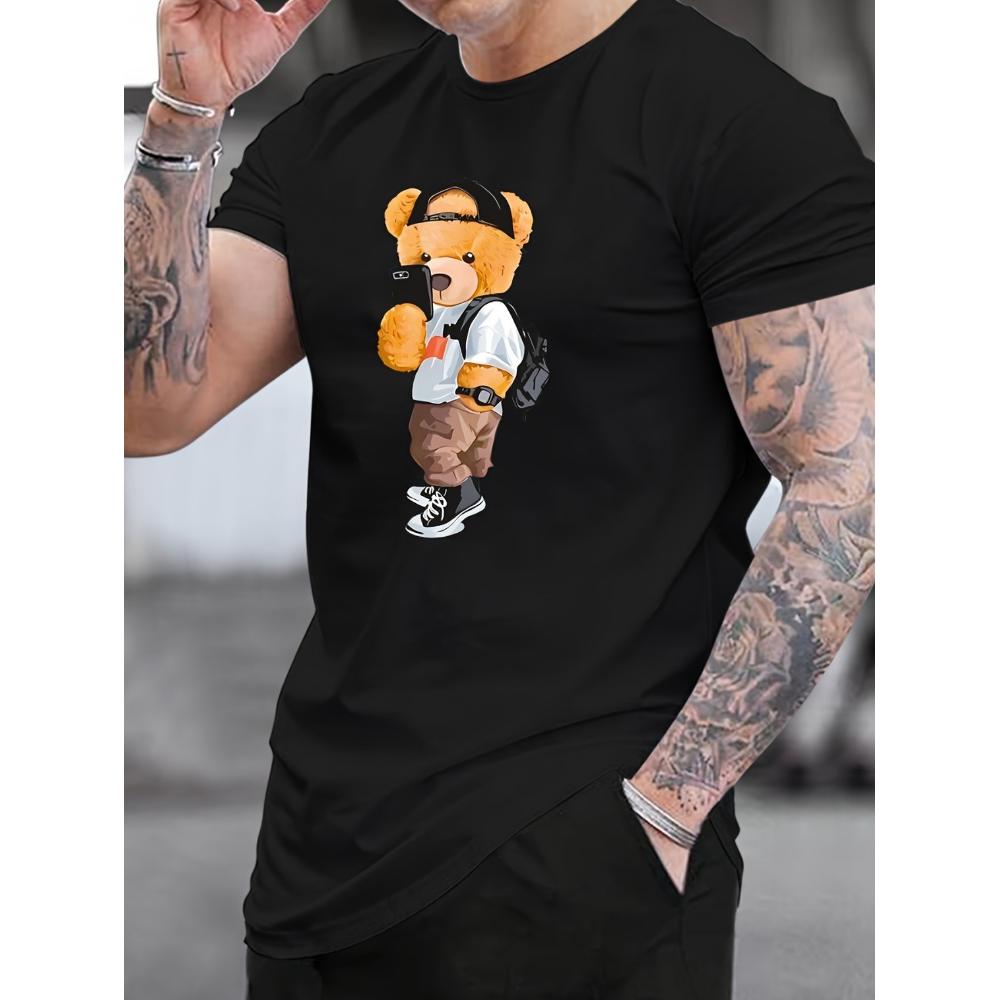 

Street Style Teddy Bear T-Shirt,Soft Breathable & Fade-Resistant, Classic Fit for Daily Casual Wear XXL білий