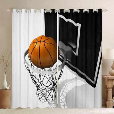 2 Panel Skateboard Basketball Baseball Football Curtain Black Golden Cortinas Boys Bedroom Kitchen Blinds Window Grommet Top