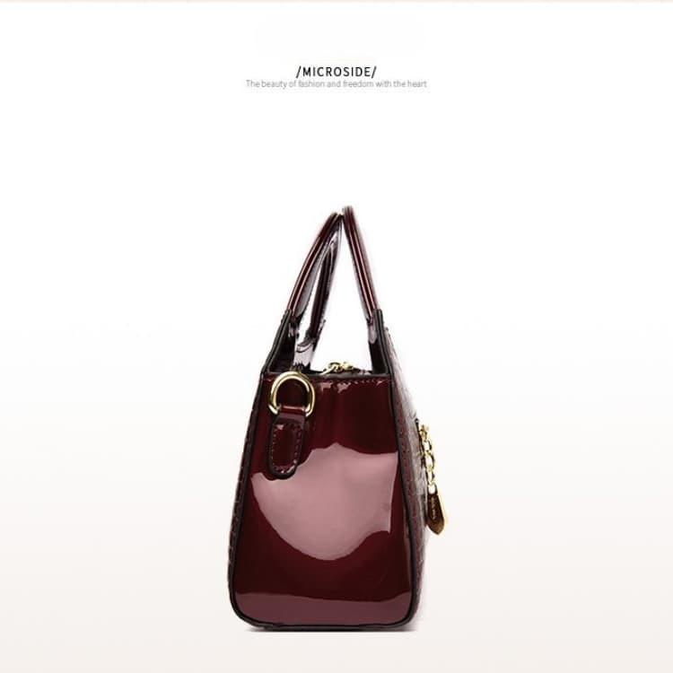 Crocodile pattern glossy handbag women's shoulder messenger bag