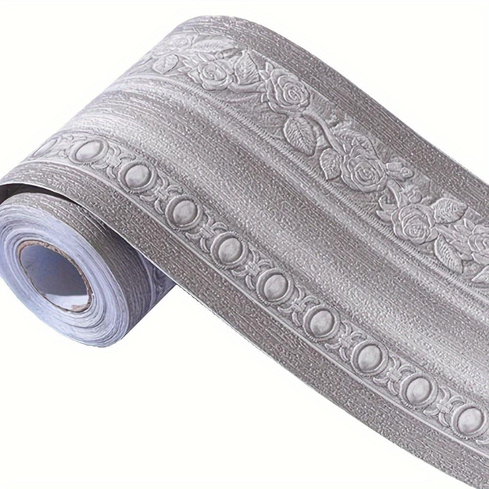 1 Rotolo Bordura Carta da Parati 3D Grigia Impermeabile Autoadesiva - Design Peel-and-Stick, Ottima per Aggiungere un Tocco Stilistico alle Piastrelle di Cucina e Bagno