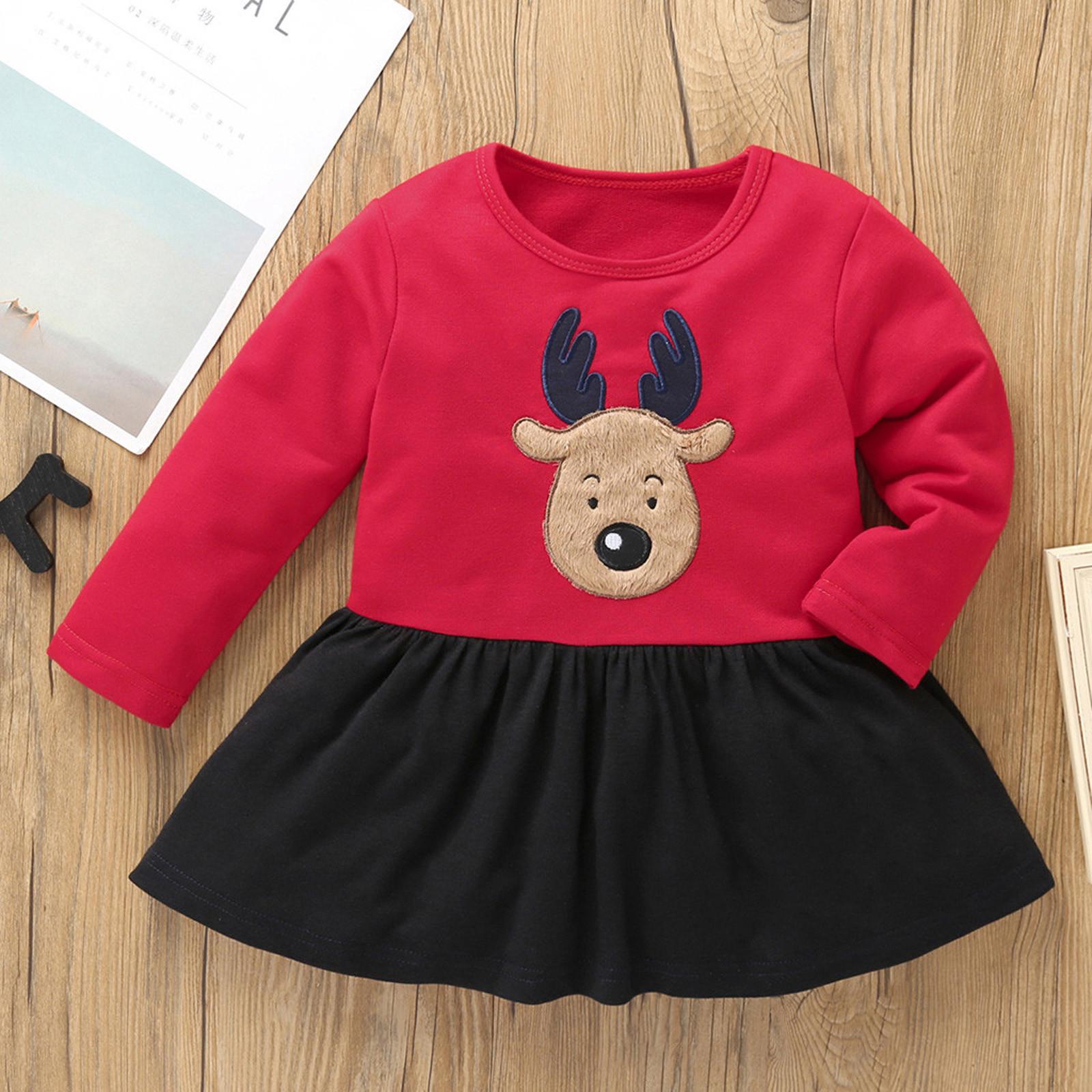 

Весеннее И Платье с Длинным Рукавом и Принтом Бантов для Девочек, Милое Рождественское Платье 120 красный