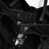 European & American Nightclub Hot Girl PU Leather Mesh Lace-up Backless Bodysuit