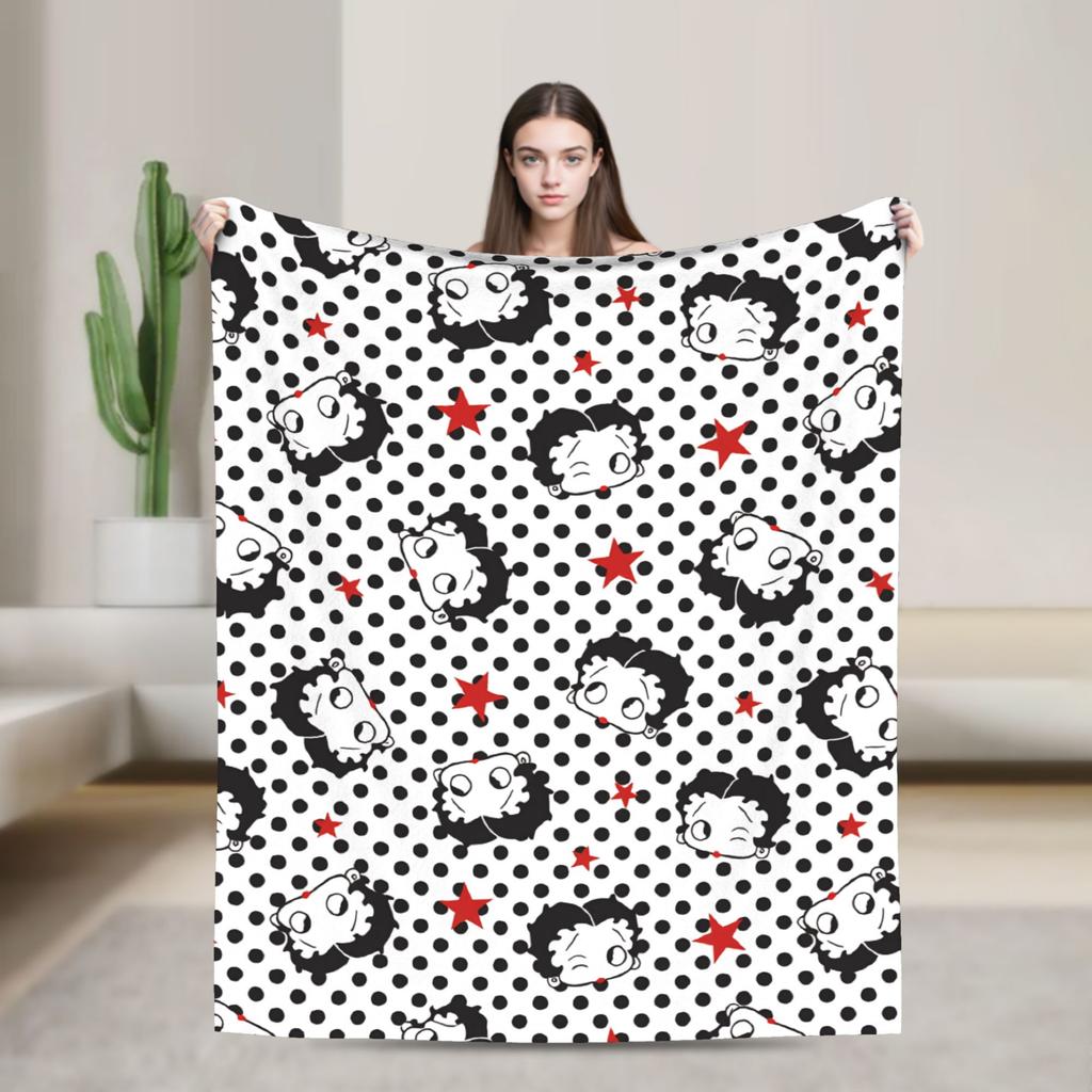 Warm Blanket Airplane Travel B-Bettys Boops Bedding Throws  Flannel Bedspread For Home Decor Graphic Sofa Bed Cover