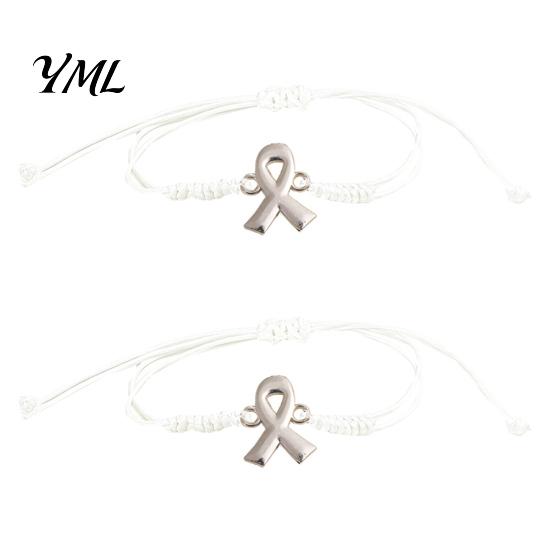 Unisex Minimalist Wrist Accessory 2PCS Hand-woven Braided Bracelets with Metal Ribbon Pendant, Adjustable Cord Awareness Durable Bracelet for