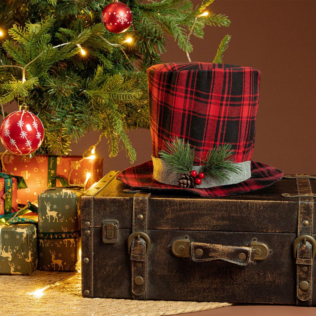 Luxurious Fabric Christmas Tree Hat Toppers Durable Materials Dateless Design Perfect For Family Gatherings