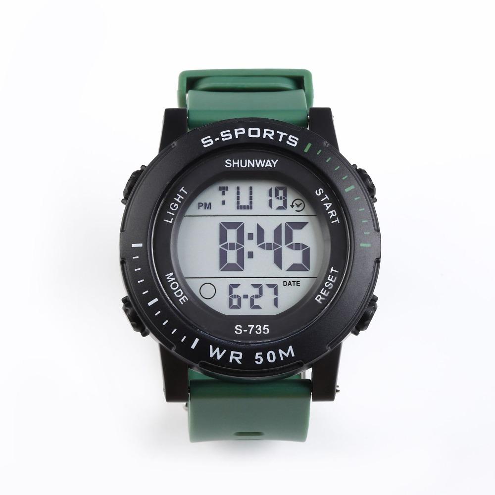 

TPU Электронные часы ABS Цифровые часы Новые спортивные часы Мужские темно-зеленого