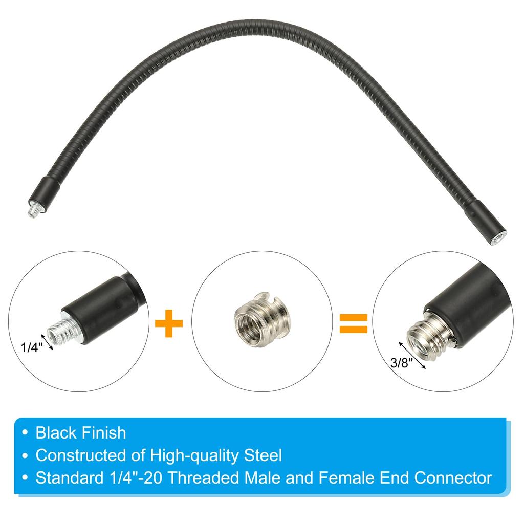 PATIKIL Gooseneck Female to Male Thread Metal Universal Hose Flexible Arm Gooseneck Tube Extension Holder with Red Shoes for Action Camera Phone