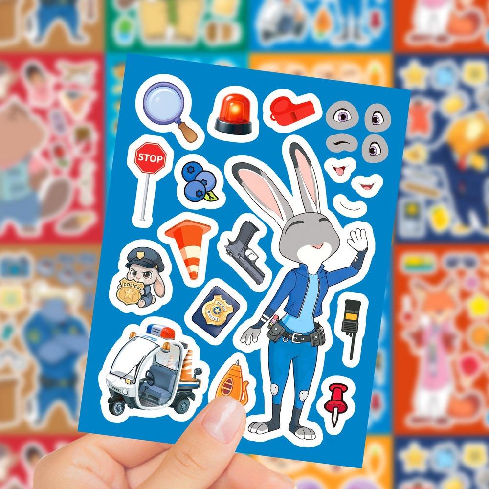 Disney Aesthetic Face Making Zootopia 2 Sheets Stickers DIY Kids Toys Kids Jigsaw Puzzles Party Decoration Reward Gifts