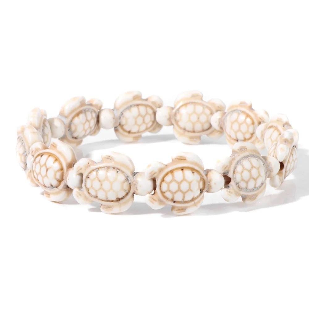 Gorąco sprzedające się bransoletki z koralików z żółwi morskich turkusowa czaszka elastyczna rozciągliwa bransoletka kobiety mężczyźni przyjaźń lato plaża biżuteria prezenty