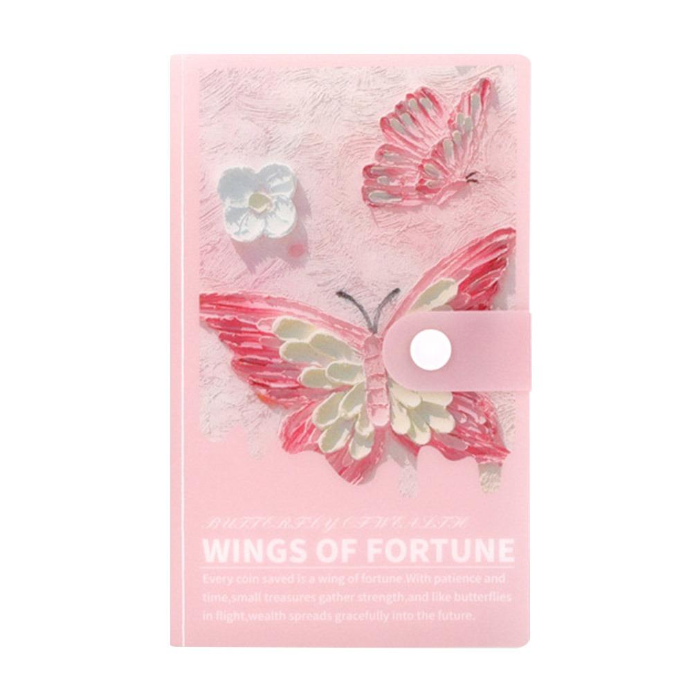

Save Money 100 Envelopes Money Saving Challenge Oil Painting Butterfly Reusable Money Collection Book Portable Cute рожевий