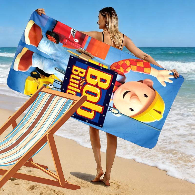Bob der Baumeister Anime Druck Strandtuch, Großes Weiches Schnelltrocknendes Handtuch für Strand Camping Schwimmen