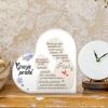 Italian Heart-Shaped Acrylic Sign Table Decor - Contemporary Farmhouse Style with Floral Design & 'Grazie' Thank You Message, Battery 