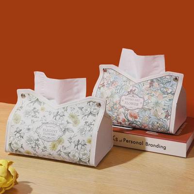 Light Luxury Leather Tissue Box - Elegant Oil Painting Design for Home Decor