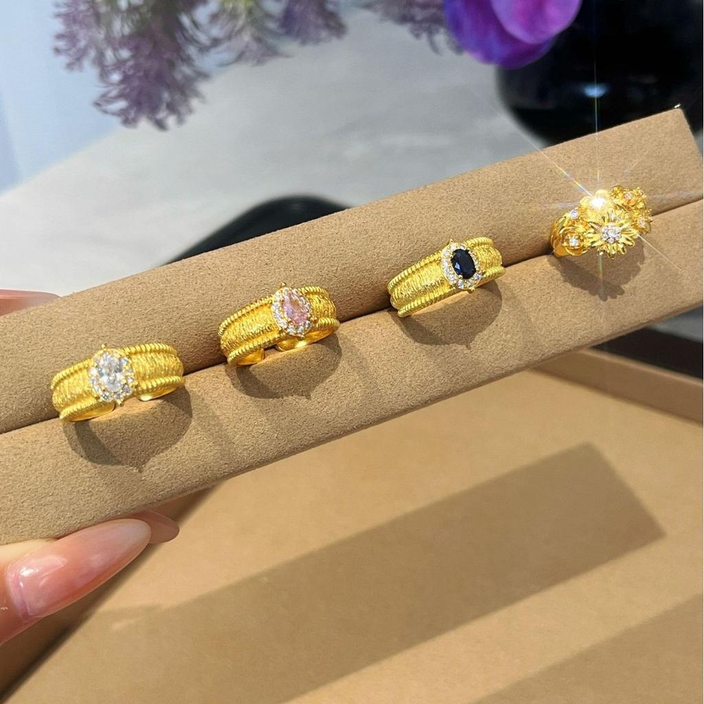 Same Pigeon Egg Blooming Chinese Ring Women'S High-End Sense Retro Temperament High-Value Ring