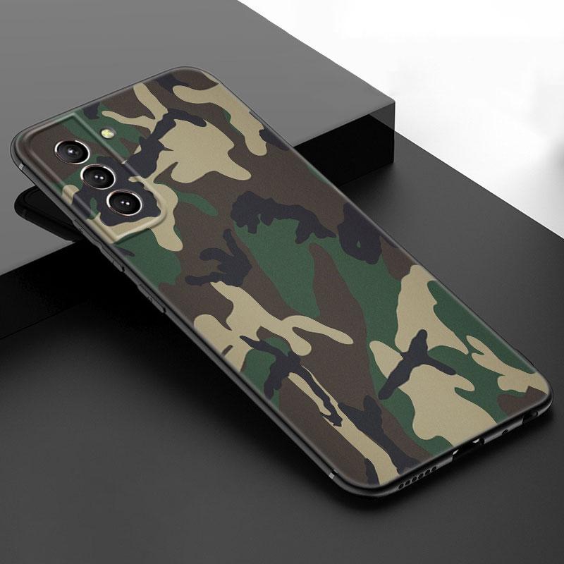 Camouflage Camo Army Black Silicone Phone Case For Samsung Galaxy S23 S21 S20 FE S24 S22 Ultra S10E S10 S9 S8 Plus