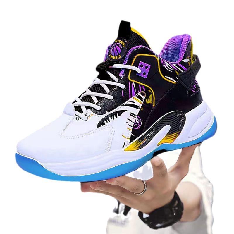 Basketball shoes men's high-top casual shoes youth outdoor sports shoes leather surface soft sole versatile outdoor shoes men