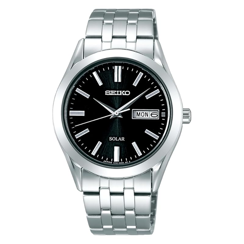 [Seiko Watch] SEIKO SELECTION SBPX083 Men s Watch, Made in Japan, Solar Powered, Pair, Sapphire Crystal, Date and Day Calendar, Black Dial, Stainless