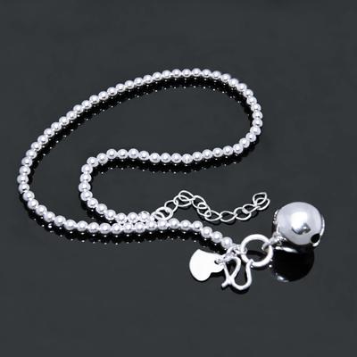 Cavigliere con campanelle in argento sterling 925 carino piede da spiaggia 27 cm cavigliere con perline semplici braccialetto della Boemia regalo di gioielli da donna