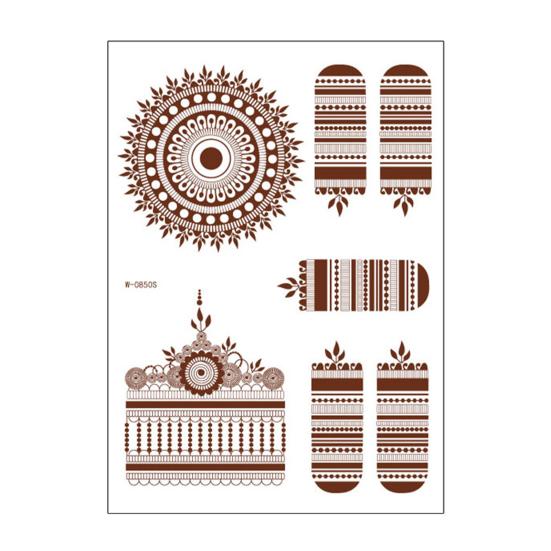 Henna Tattoo Stickers, Red Brown Waterproof Lace Temporary Tattoos, Indian Mehndi Body Art for Women Girls, Festival Makeup