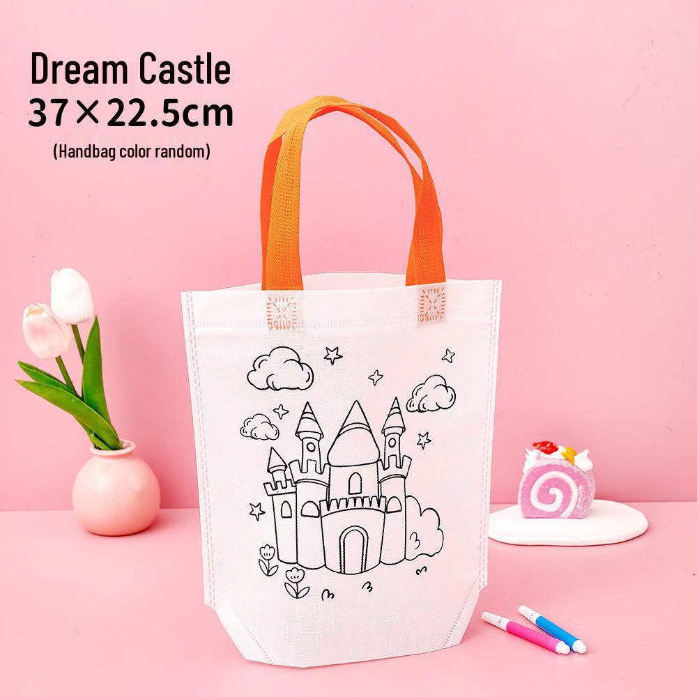 Kids' DIY Graffiti Cartoon Bag - Non-woven Fabric Coloring Handbag for Kindergarten